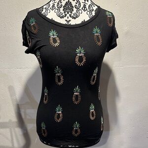 Black Pineapple Sequin Print Women's Top